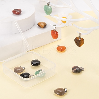 12Pcs 6 Style Natural Gemstone Pendants G-LS0002-10-1