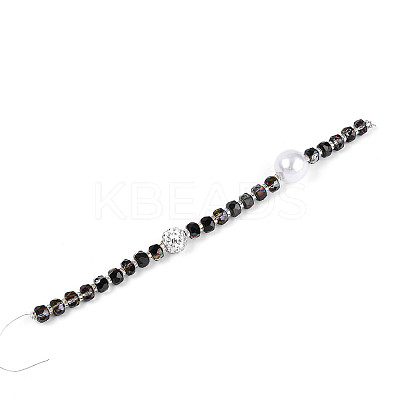 Acrylic & Glass & ABS Plastic Pearl & Alloy & Polymer Clay Pave Rhinestone Beads Strands MAK-T011-08M-1
