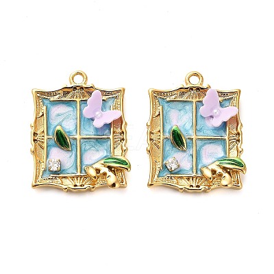 304 Stainless Steel Enamel & Rhinestone Pendants STAS-B084-02G-02-1