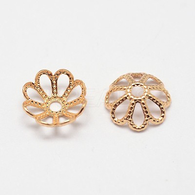 Flower Grade AAA Brass Fancy Bead Caps X-KK-O093-15-NR-1