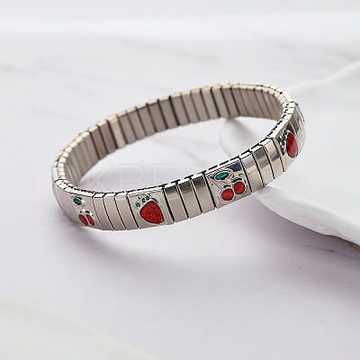 304 Stainless Steel Enamel Stretch Bracelets for Women FS-WG7EEC2-03-1