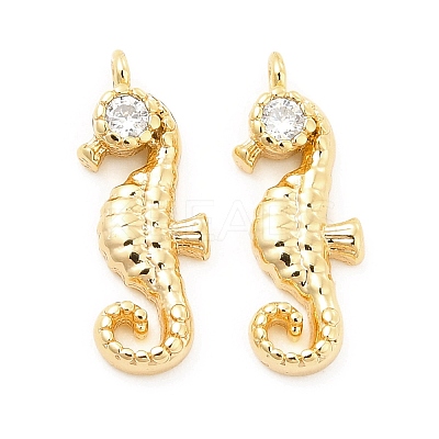 Brass Micro Pave Clear Cubic Zirconia Pendants KK-G447-15G-1