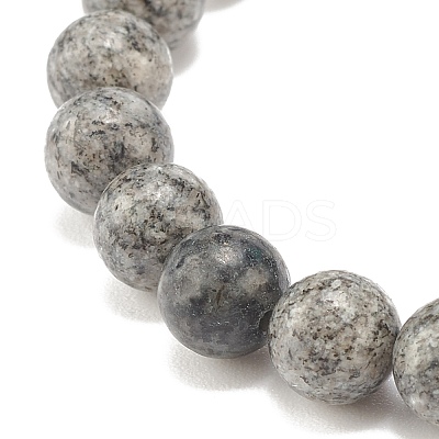 Natural Sesame Jasper/Kiwi Jasper Round Beaded Stretch Bracelet BJEW-JB07873-02-1