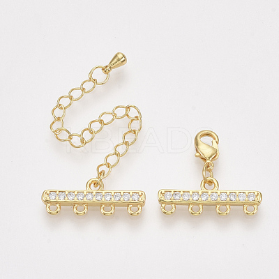 Brass Micro Pave Cubic Zirconia Chain Extender ZIRC-Q022-031G-NR-1