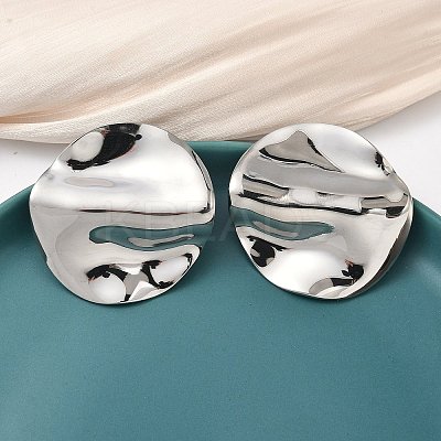 304 Stainless Steel Flat Round Stud Earrings EJEW-K268-56P-1