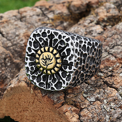 Textured 304 Stainless Steel Finger Rings FS-WG3E048-05-1