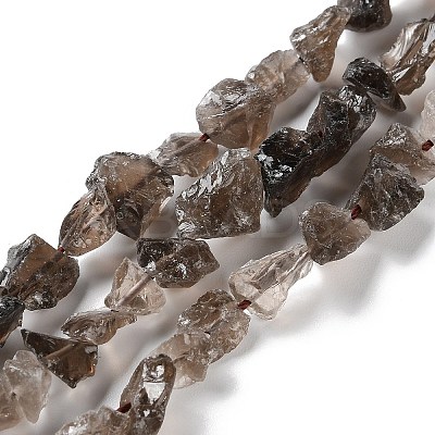Raw Rough Natural Smoky Quartz Beads Strands G-B065-C17-1