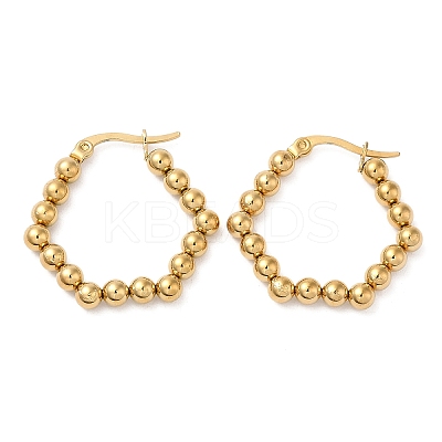304 Stainless Steel Beaded Hexagon Hoop Earrings EJEW-M221-02G-1