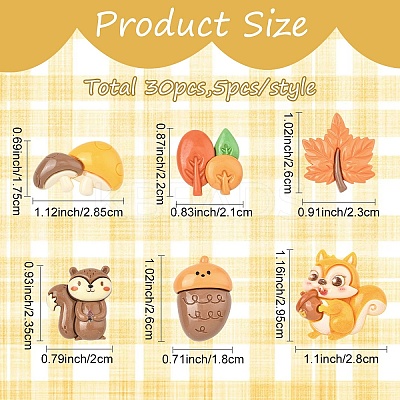 30Pcs 6 Styles Autumn Theme Opaque Resin Cabochons CRES-YW0002-81-1