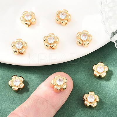 SHEGRACE Brass Micro Pave Clear Cubic Zirconia Beads XGRQ5K752-837G-1