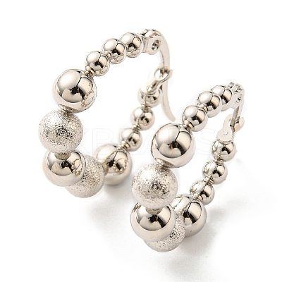 Non-Tarnish 304 Stainless Steel Beaded Hoop Earrings for Women EJEW-F319-03P-1