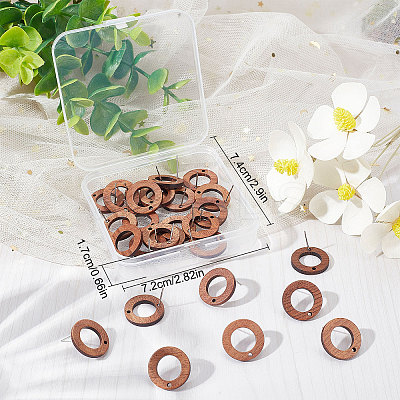 30Pcs Walnut Wood Stud Earring FIND-SC0003-92-1