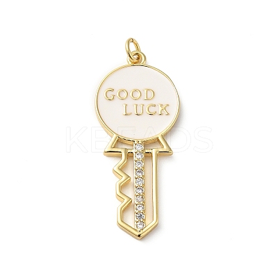 Rack Plating Brass Pave Cubic Zirconia Enamel Pendants KK-O142-30G-1