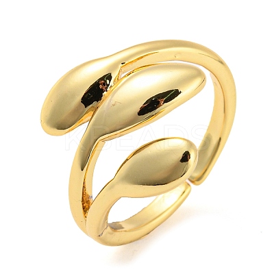 Tulip Flower Brass Open Cuff Ring RJEW-q782-02G-1