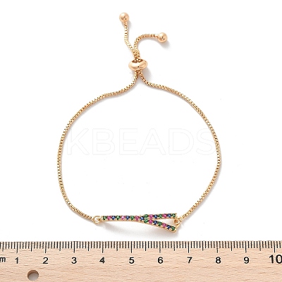 Letter Y Brass Micro Pave Cubic Zirconia Link Slider Bracelets KK-R217-55G-1
