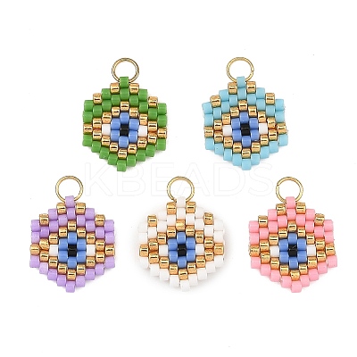 Glass Seed Beaded Pendants PALLOY-MZ01435-1