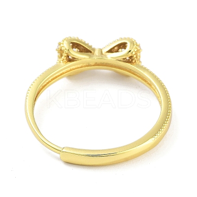 Bowknot Brass Micro Pave Clear Cubic Zirconia Adjustable Rings LS-RJEW-S416-03G-1