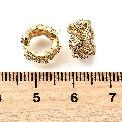 Column Brass Micro Pave Cubic Zirconia European Spacer Beads KK-L230-03G-1