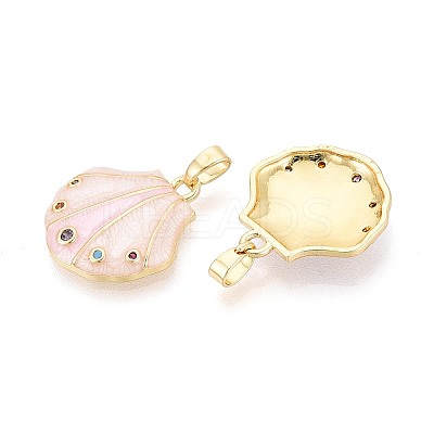 Brass Micro Pave Colorful Cubic Zirconia and Enamel Pendants KK-T075-92A-G-1