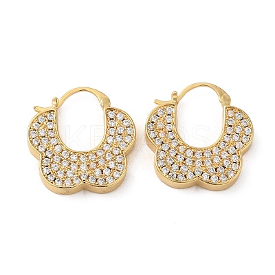 Flower Rack Plating Brass Micro Pave Cubic Zirconia Hoop Earrings EJEW-A027-08G-1