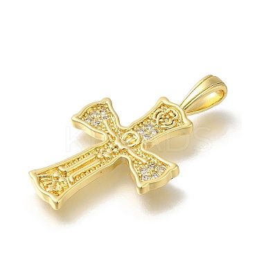 Rack Plating Brass with Cubic Zirconia Pendants KK-Z086-09G-01-1