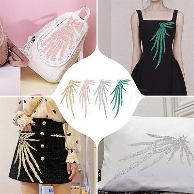 4Pcs 4 Colors Polyester Embroidery Ornament Accessories DIY-NB0008-29A-1