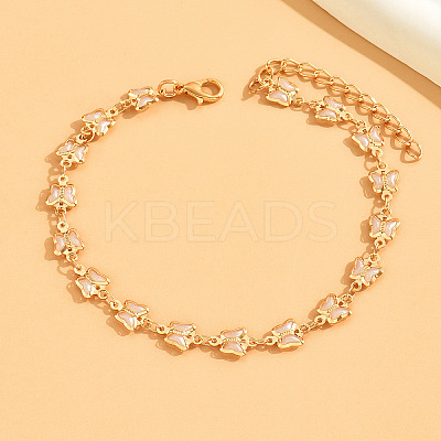 Bohemian Style Brass Enamel Butterfly Link Anklets WG8DE61-05-1