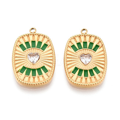 304 Stainless Steel Pave Crystal Rhinestone and Enamel Pendants STAS-T068-29B-1