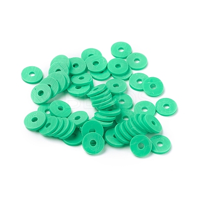 Flat Round Handmade Polymer Clay Beads LS-CLAY-R067-8.0mm-06-1
