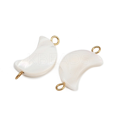 Natural Shell Moon Connector Charms STAS-D378-24G-1