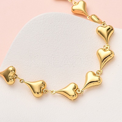304 Stainless Steel Heart Link Chain Necklaces for Women NJEW-G178-02G-02-1