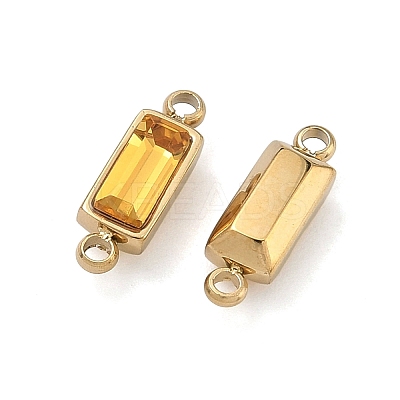 Birthstone 304 Stainless Steel Rhinestone Connector Charms STAS-L022-576G-10-1