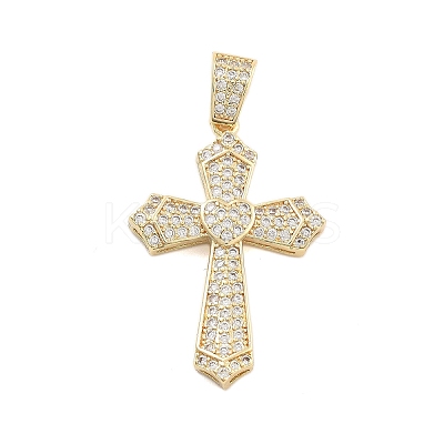 Brass Pave Cubic Zirconia Pendants KK-U009-06A-G-1