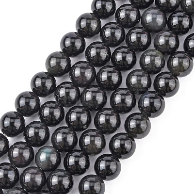 Natural Obsidian Bead Strands G-R173-8mm-02-1