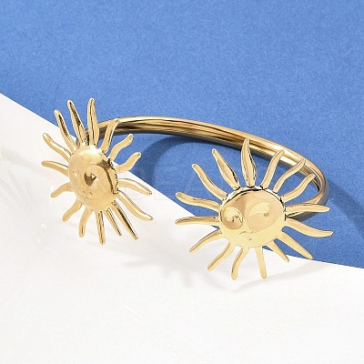 304 Stainless Steel Cuff Bangles for Women LS-BJEW-A147-01B-G-1