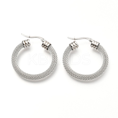 Non-Tarnish 304 Stainless Steel Mesh Hoop Earrings EJEW-C501-12P-A-1