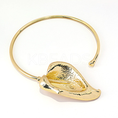 Brass Leaf Cuff Choker Necklaces for Women FS-WG47A02-01-1