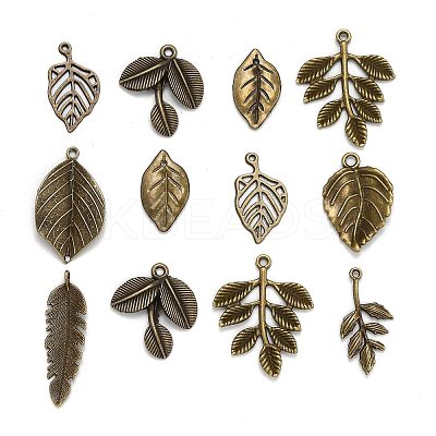Mixed Style Tibetan Style Alloy Leaf Pendants TIBEP-F040-01AB-1