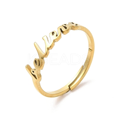 Ion Plating(IP) 304 Stainless Steel Word Adjustable Ring RJEW-L107-026G-1