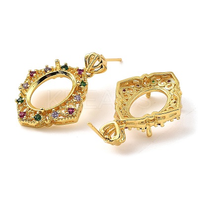 Rack Plating Brass with Cubic Zirconia Stud Earrings Finding KK-Z085-07G-1