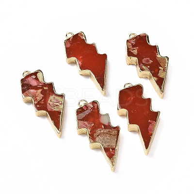 Dyed Natural Imperial Jasper Pendants G-P490-03G-06-1