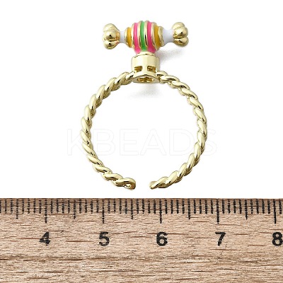 Brass Enamel Open Cuff Rings for Women RJEW-F179-08G-01-1