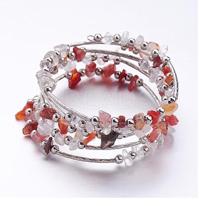 Five Loops Wrap Gemstone Beads Bracelets BJEW-JB02589-1