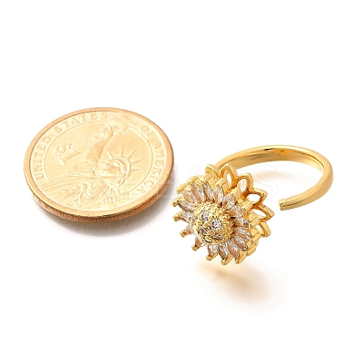 Flower Rotatable Finger Ring for Women RJEW-U035-01G-02-1