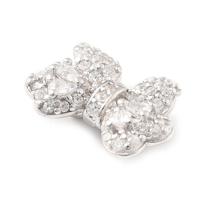 925 Sterling Silver Micro Pave Clear Cubic Zirconia Bowknot Multi-Strand Links STER-S013-02P-1