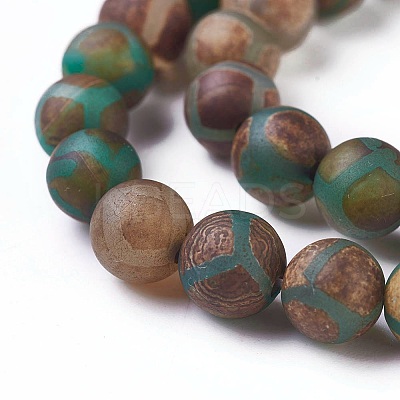 Tibetan Style Turtle Back Pattern dZi Beads Strands G-P229-A-04-8mm-1
