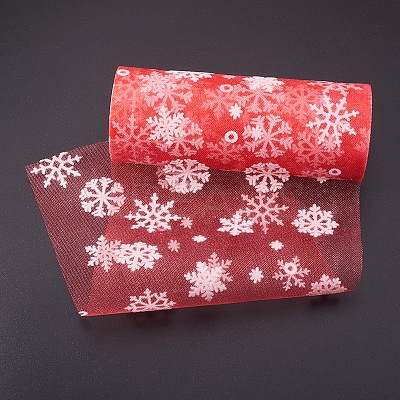 Snowflake Deco Mesh Ribbons OCOR-P010-G08-1