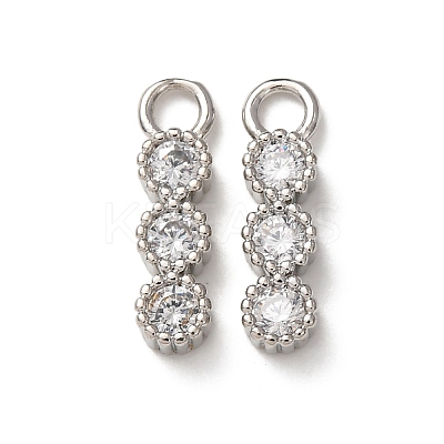 Brass Micro Pave Clear Cubic Zirconia Charms KK-C253-02B-P-1