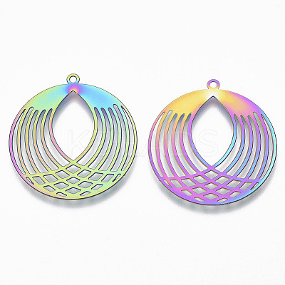 Ion Plating(IP) 201 Stainless Steel Filigree Pendants LS-X-STAS-T057-12-1