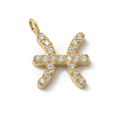 Ion Plating(IP) 304 Stainless Steel Micro Pave Cubic Zirconia Charms STAS-Z107-09G-05-1